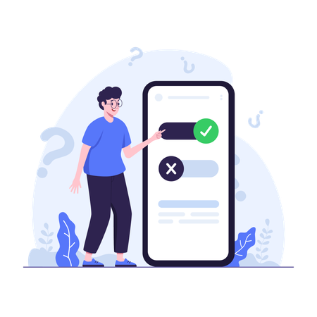 Man selects toggle in app  Illustration