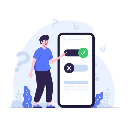 Man selects toggle in app  Illustration