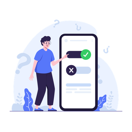 Man selects toggle in app  イラスト