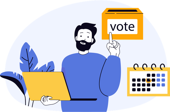 Man selects voting date for election  Illustration