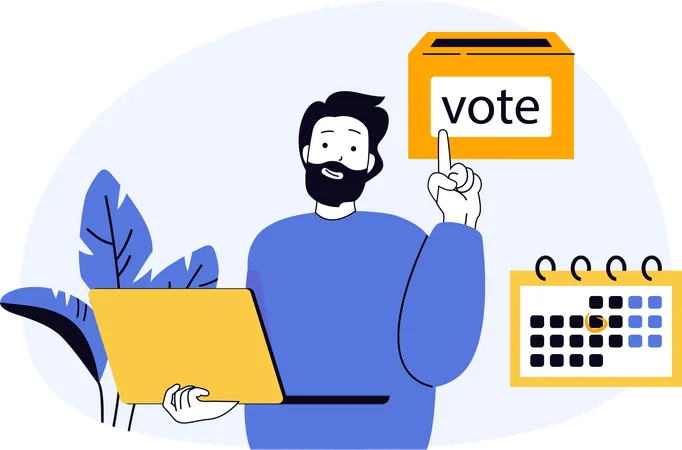 Man selects voting date for election  Illustration