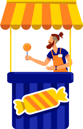 Man selling candy  Illustration