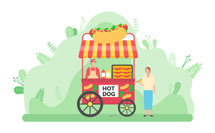 Man selling fast food  Illustration