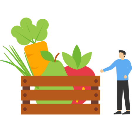 Man selling fresh vegetables  Illustration