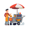illustration hot dog vendor