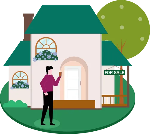 Man selling house  Illustration