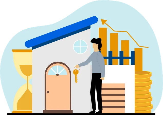 Man selling house  Illustration