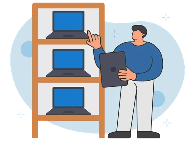 Man selling Laptop  Illustration