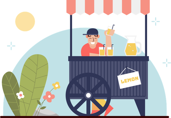 Man Selling Lemon juice  Illustration