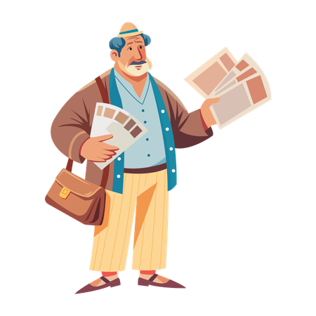 Man selling newspaper  Illustration