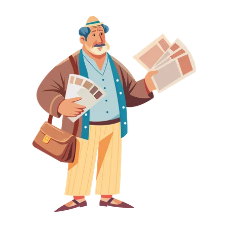 Man selling newspaper  Illustration