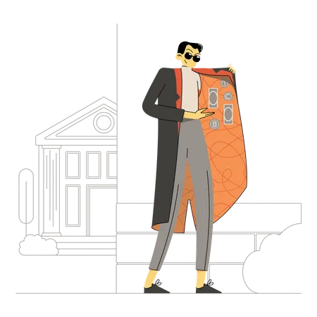 Man selling on black market  Illustration