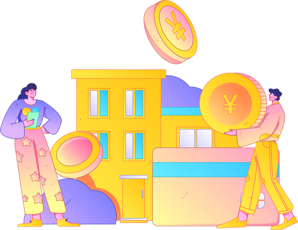 Man selling property  Illustration