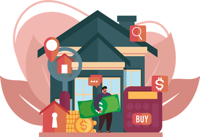 Man selling real estate property  Illustration