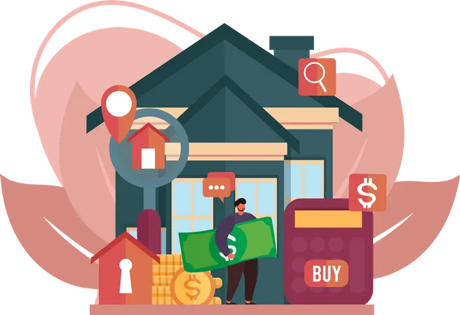 Man selling real estate property  Illustration