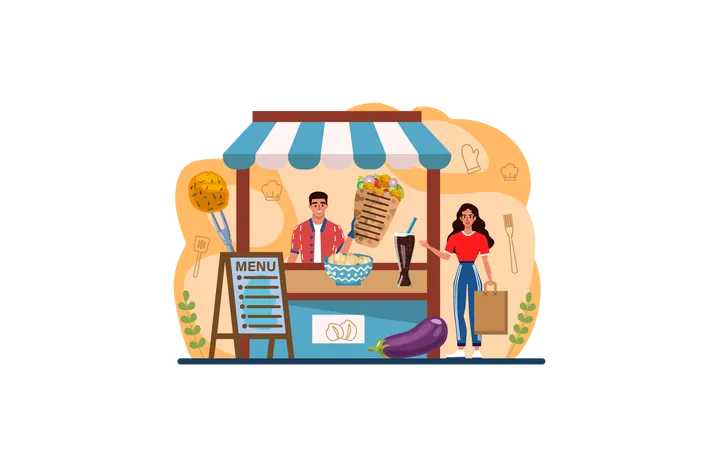 Man sells Falafel dish  Illustration