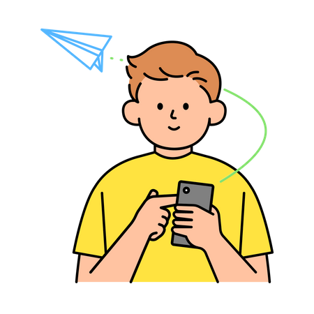Man Send Message  Illustration
