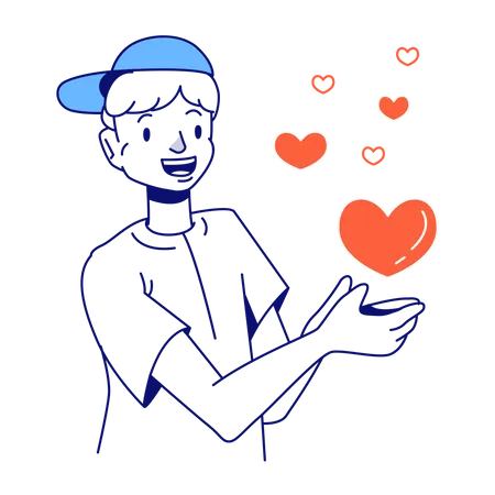 Man sending a heart  Illustration