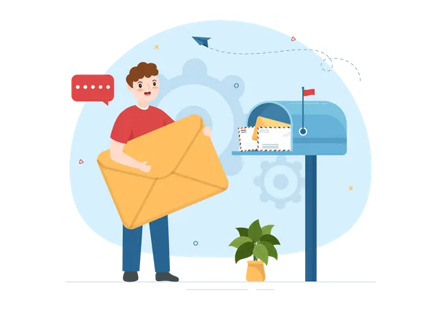 Email Service With Correspondence Delivery Electronic Mail Message And Business Marketing In Flat Cartoon Hand Drawn Templates Illustration Illustration