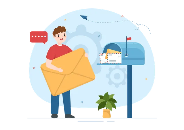 Man sending email for promotion  Illustration