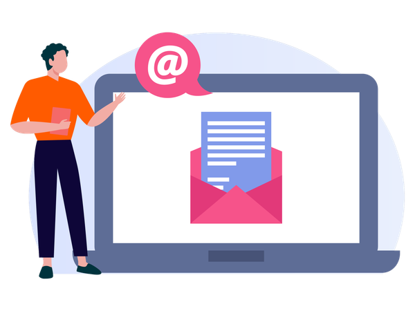 Man sending Email  Illustration