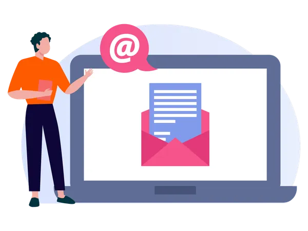 Man sending Email  Illustration