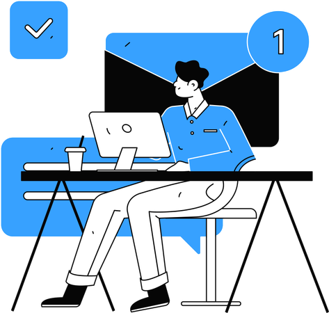 Man sending email  Illustration