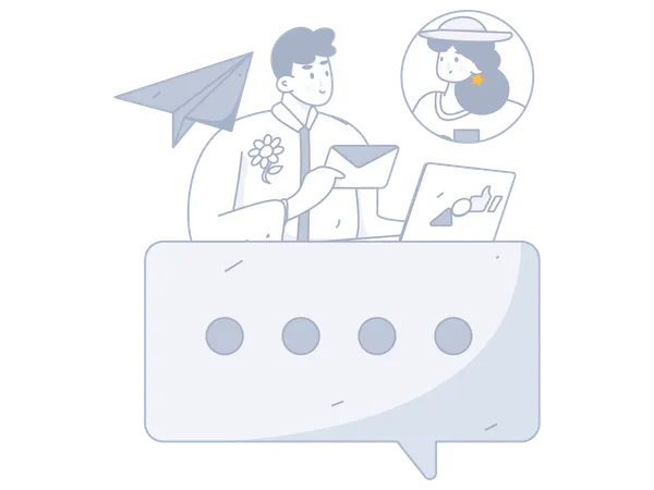 Man sending email  Illustration