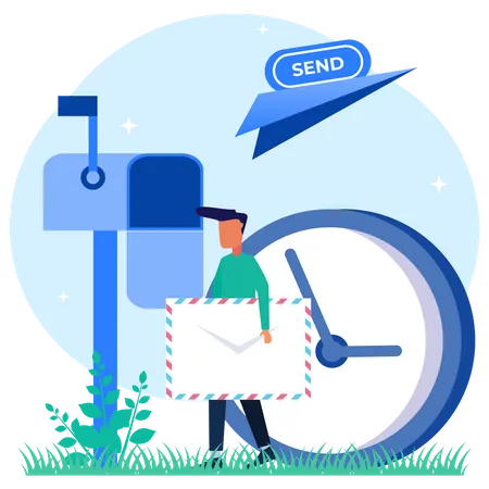 Man Sending Email  Illustration