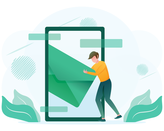 Man sending email marketing  Illustration