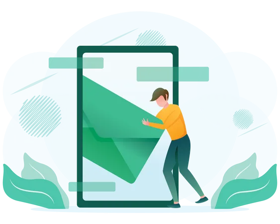 Man sending email marketing  Illustration