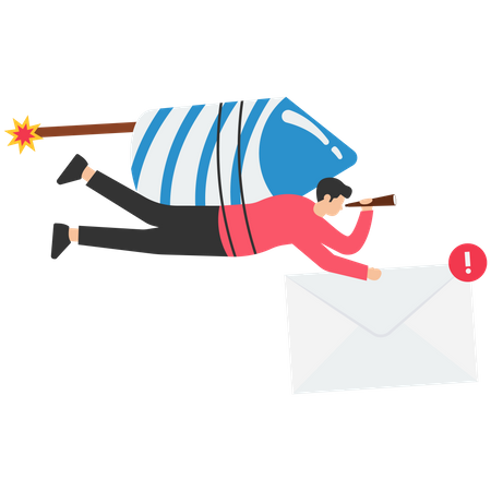 Man Sending email to communicate with client  Illustration