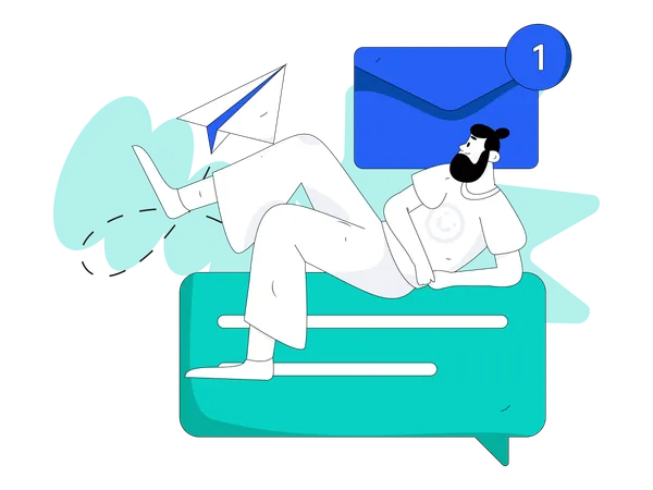 Man sending feedback mail  Illustration