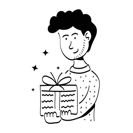 Man sending gift  Illustration
