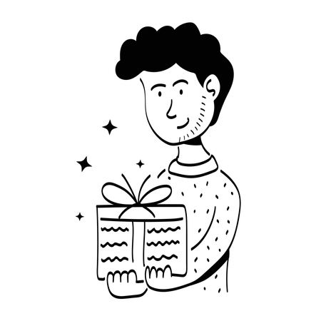 Man sending gift  Illustration