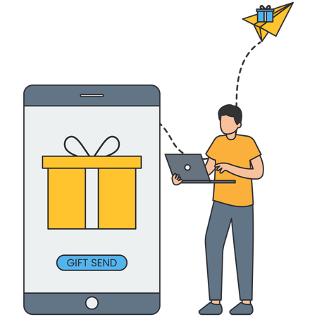 Man Sending Gift  Illustration