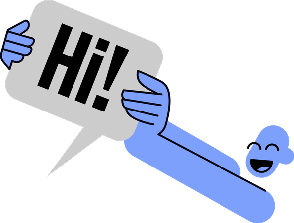 Man sending HI message  Illustration