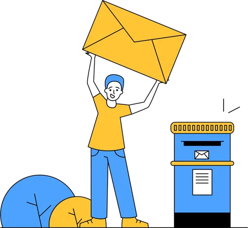 Man Sending Letter  Illustration