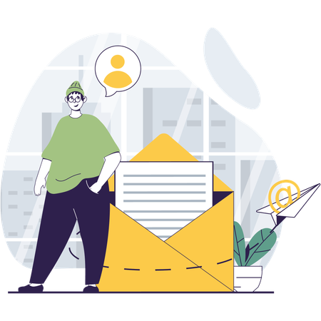 Man sending mail  Illustration