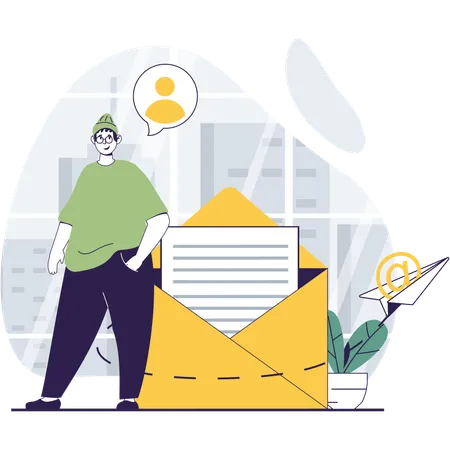 Man sending mail  Illustration