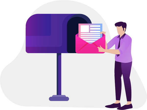 Man sending mail in mailbox  Illustration