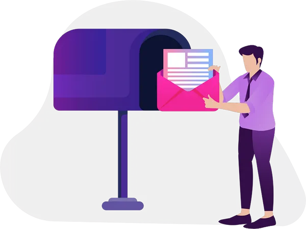 Man sending mail in mailbox  Illustration