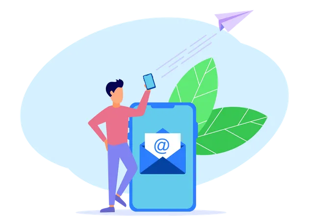 Man sending marketing email  Illustration