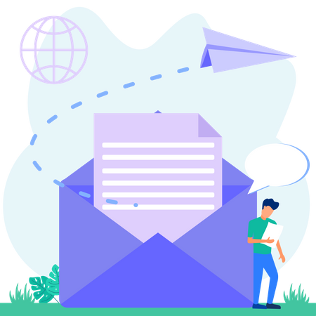 Man sending marketing email  Illustration