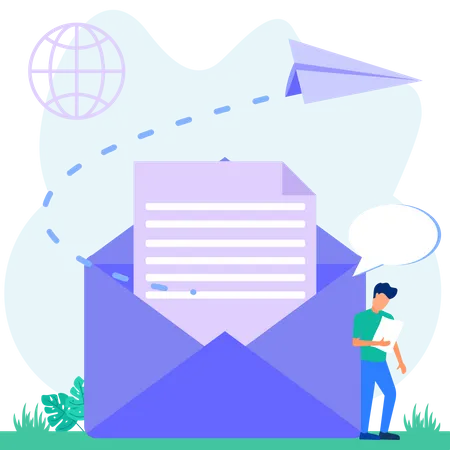 Man sending marketing email  Illustration