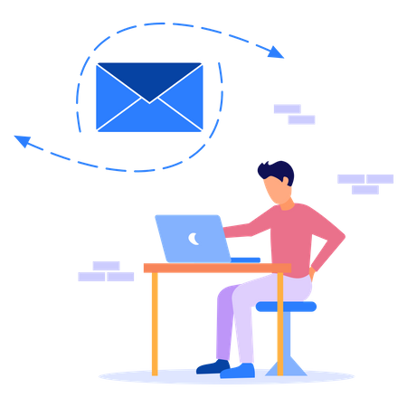 Man sending marketing email  Illustration