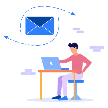 Man sending marketing email  Illustration