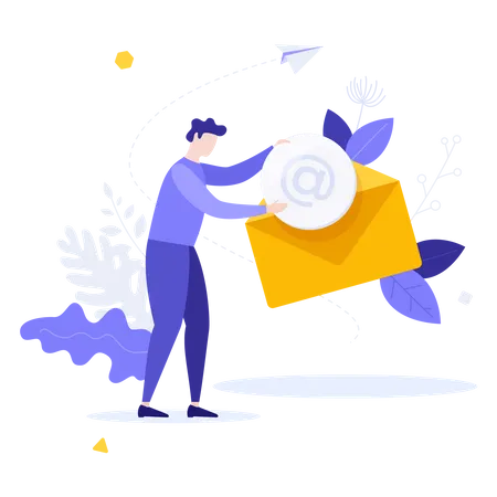 Man sending marketing mail  Illustration