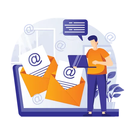 Man sending marketing mail  Illustration