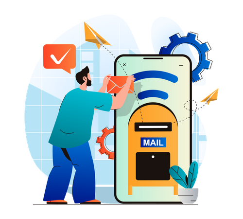 Man sending Marketing mails  Illustration